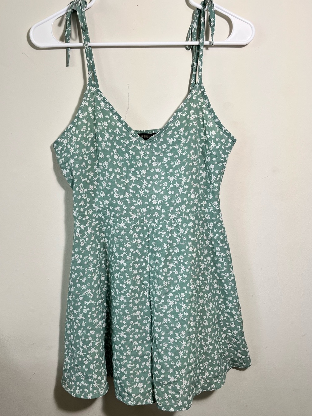 Tie-Strap Floral Romper- Green